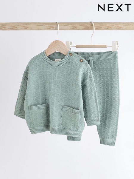 Mineral Baby Textured Knitted 100% Cotton Jumper and Leggings Set (0mths-3yrs) (F14463) | £0