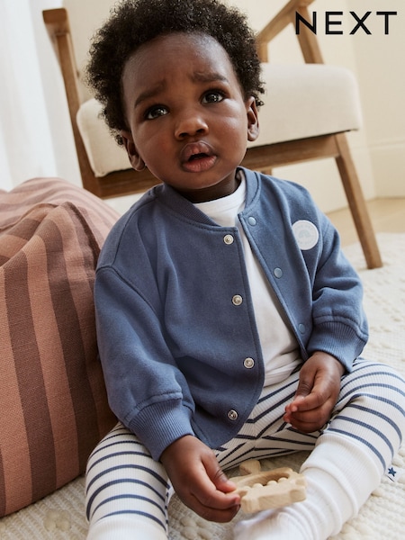 Blue Stripe Baby Jersey Jacket, Bodysuit and Leggings 3 Piece Set (0mths-2yrs) (F14500) | £23 - £25