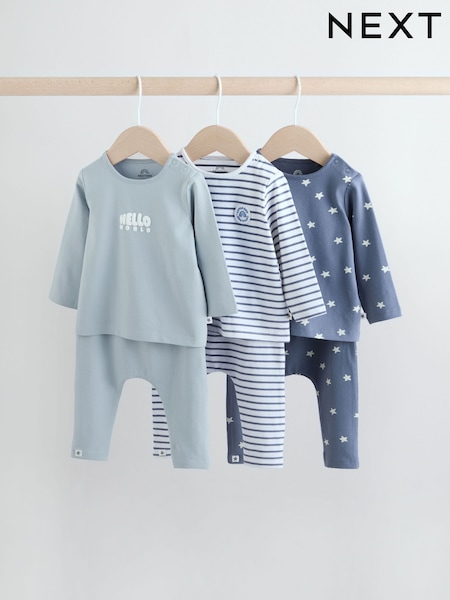 Blue Hello World Tops and Leggings 6 Piece Baby Set (0mths-3yrs) (F14511) | £30 - £32