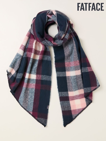 FatFace Navy Check Scarf (F14519) | £32