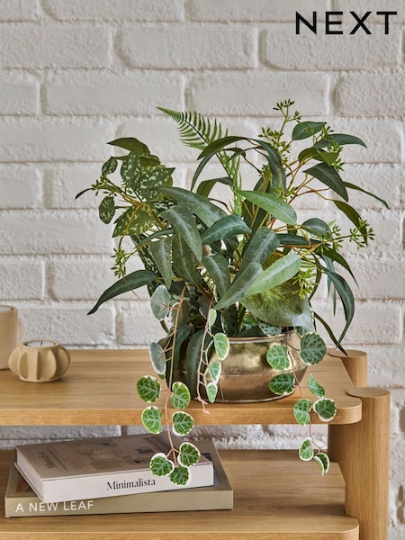 Green Artificial Plant in Metal Bowl (F14558) | £48