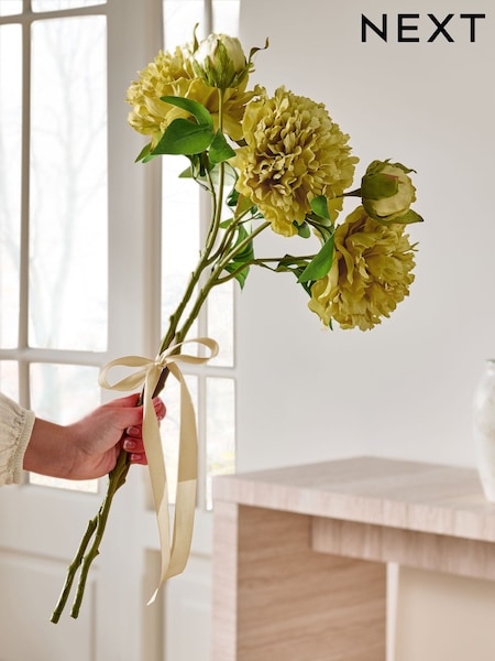 Yellow Artificial Blousy Peony (2 Stems) (F14575) | £22