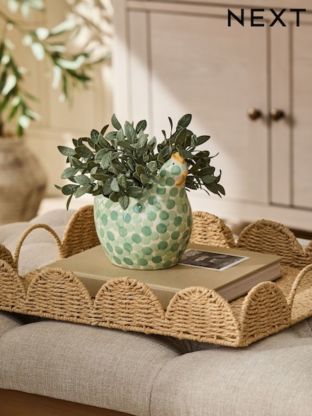 Green Artificial Plant In Spotted Ceramic Chicken Planter (F14576) | £28