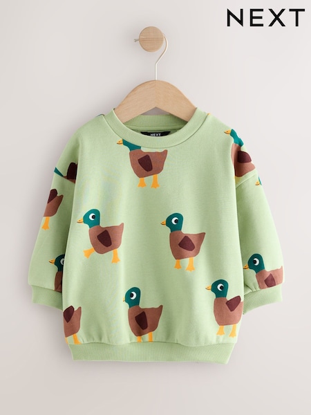 Green All-Over Print Crew Neck Sweatshirt (3mths-7yrs) (F14608) | £10 - £12