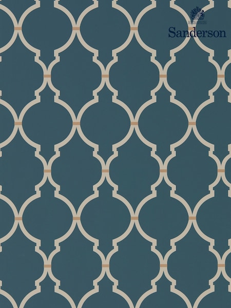 Sanderson Indigo Linen Empire Trellis Wallpaper Sample (F14639) | £1