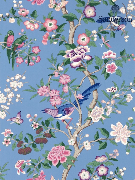 Sanderson Blueberry Purple Chinoiserie Hall Wallpaper Sample (F14642) | £1