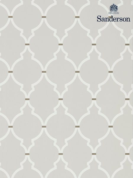Sanderson Silver Calico Empire Trellis Wallpaper Sample (F14652) | £1