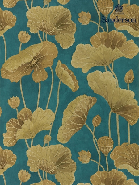 Sanderson Midnight Copper Lotus Leaf Wallpaper Sample (F14659) | £1