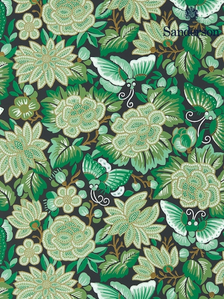 Sanderson Emerald Ink Black Amar Butterfly Wallpaper Sample (F14670) | £1