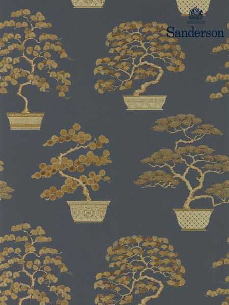 Sanderson Ink Black Gold Penjing Wallpaper Sample (F14672) | £1