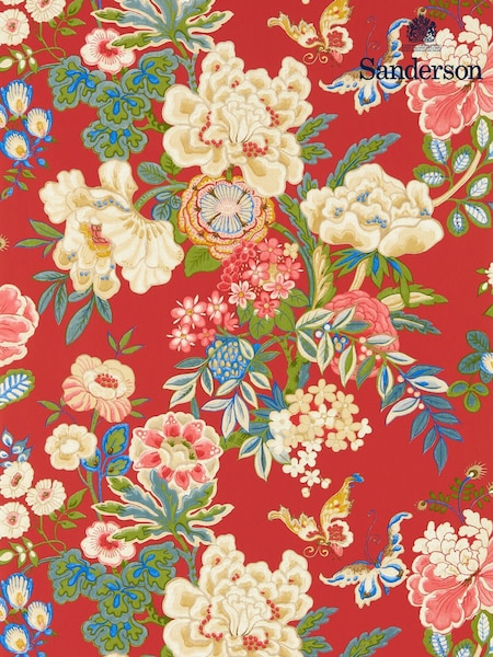 Sanderson Cinnabar Red Emperor Peony Wallpaper Sample (F14674) | £1