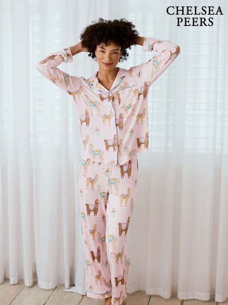 Chelsea Peers Pink Print Long Pyjamas Set (F14691) | £45