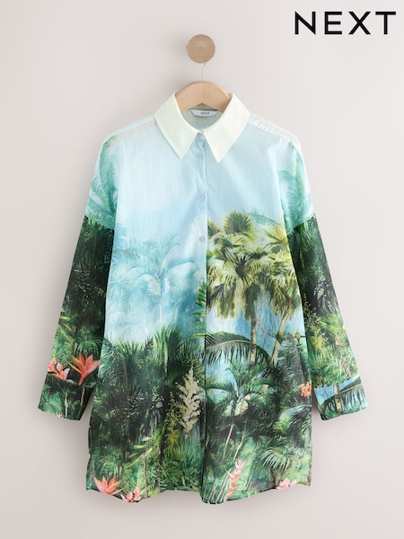 Blue/Green Beach Shirt Cover-Up (F14934) | £0