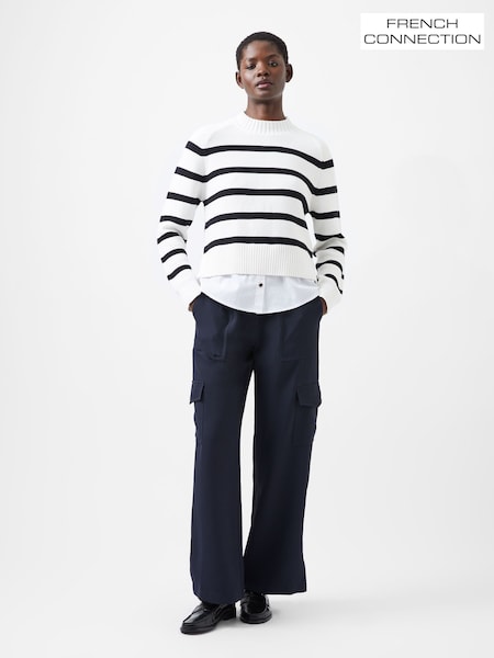French Connection White Lily Mozart Poplin Mix 100% Cotton White Top (F15014) | £65