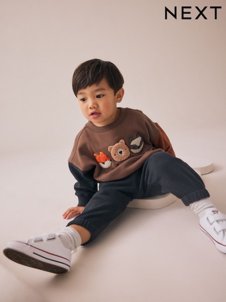 Brown Animal Appliqué Sweatshirt and Joggers Set (3mths-7yrs) (F15044) | £18 - £22