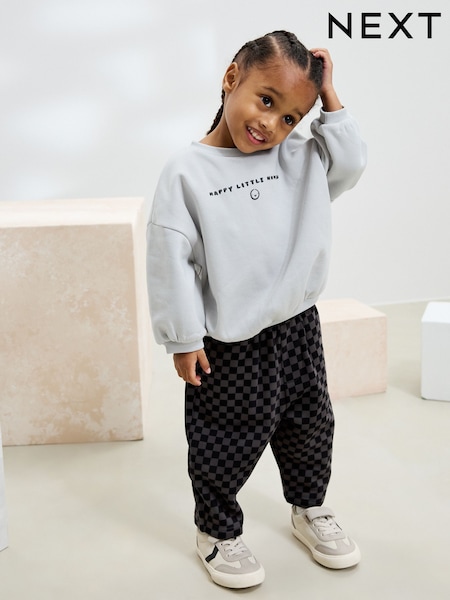 Black/Grey Sweatshirt and Patterned Jogger Set (3mths-7yrs) (F15047) | £17 - £21