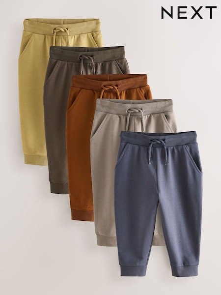 Khaki Green/Blue/Red Regular Fit Joggers 5 Pack (3mths-7yrs) (F15064) | £27 - £31