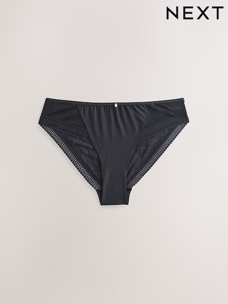 Black Lace and Microfibre High Leg Knickers (F15436) | £14