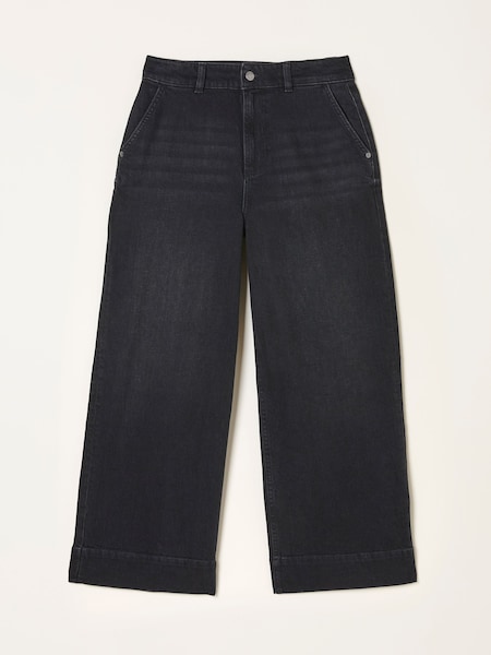 FatFace Hove Washed Black Wide Leg Crop Jeans (F15441) | £59