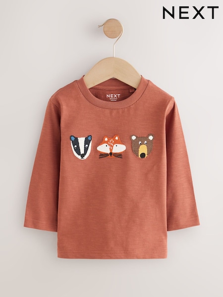 Green Woodland Long Sleeve Appliqué T-Shirt (3mths-7yrs) (F15490) | £8 - £10