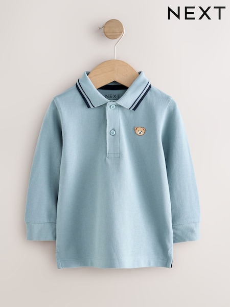 Blue Long Sleeve Polo Shirt (3mths-7yrs) (F15505) | £6 - £8