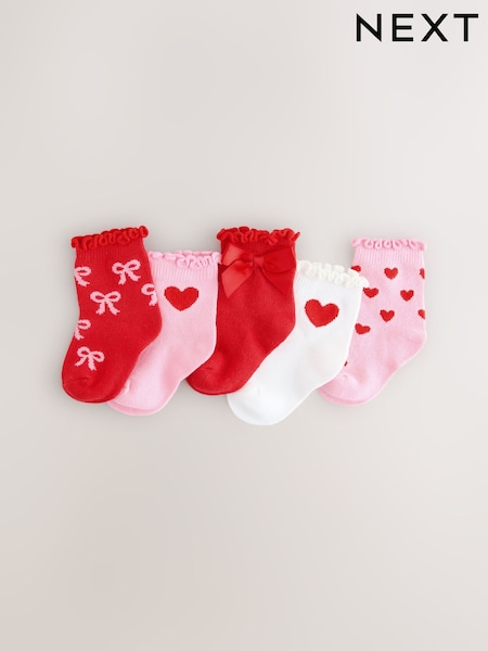 Red Bow Baby Socks 5 Pack (0mths-2yrs) (F15567) | £0