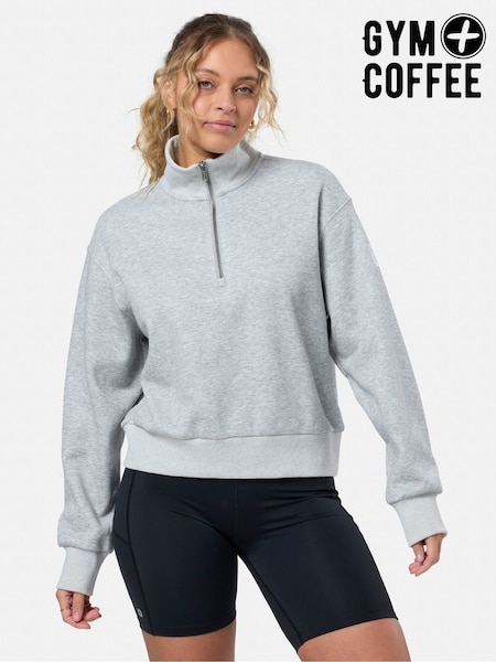 Gym + Coffee Grey Ribber Quarter Zip Sweatshirt (F15578) | £55