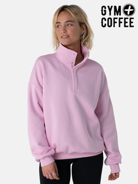 Gym + Coffee Pink Womens Snap Collar Sierra Sweatshirt (F15593) | £65