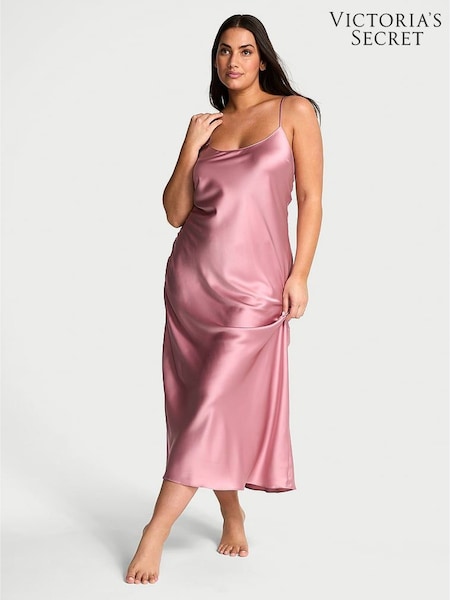 Victoria's Secret Dusk Mauve Pink Midi Satin Open Back Slip (F15612) | £69