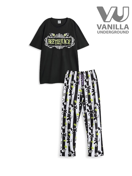 Vanilla Underground Black Beetlejuice Adult Pyjamas Set (F15729) | £28