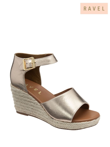 Ravel Gold Peep-Toe Wedge Sandals (F15769) | £70