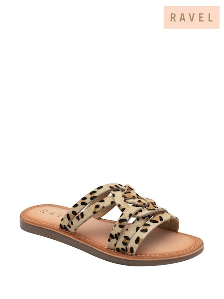 Ravel Animal Print Leather Flat Mule Sandals (F15789) | £45