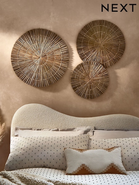 Set of 3 Neutral Woven Rattan Wall Plaques (F15803) | £75