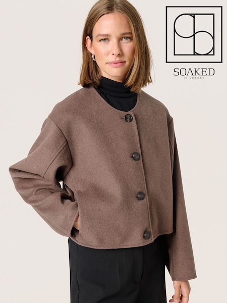 Soaked in Luxury Jada Boxy Fit Cropped Buttons Jacket (F15863) | £125