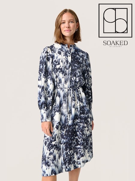 Soaked in Luxury Blue Jazzlyn Long Sleeves Buttons Dress (F15867) | £100