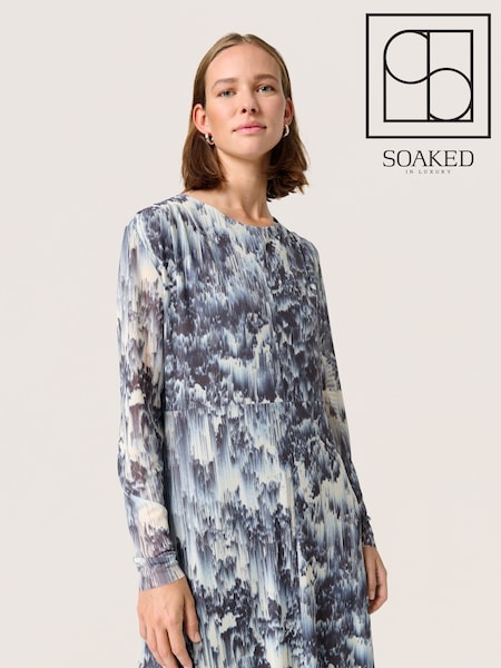 Soaked in Luxury Blue Hartley Printed Mesh Maxi Dress (F15870) | £90