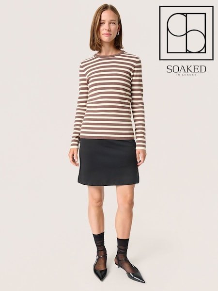 Soaked in Luxury Natural Spina Crew Neck Striped Pullover Jumper (F15872) | £60