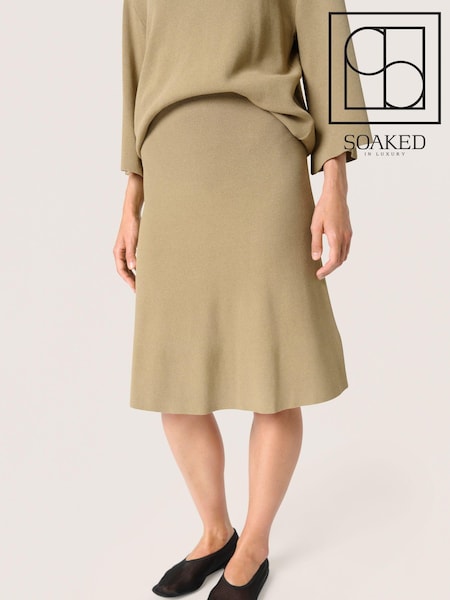 Soaked in Luxury Green Slindianna Knee Length Knit Skirt (F15886) | £60