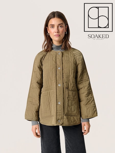 Soaked in Luxury Green Jackline Quilted Buttons Jacket (F15887) | £160