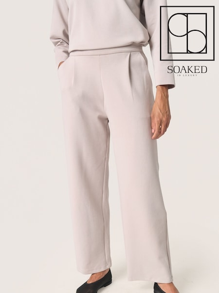 Soaked in Luxury Grey Magana Cropped Straight Legs Trousers (F15902) | £80