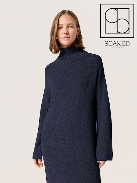Soaked in Luxury Blue Sanja Rollneck Knitted Maxi Dress (F15904) | £100