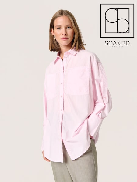 Soaked in Luxury Calico Pink Loose Fit Long Sleeves 100% Cotton Shirt (F15905) | £70