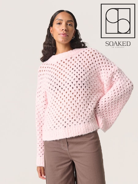 Soaked in Luxury Pink Babbette Hole Knit Loose Fit Pullover Jumper (F15909) | £70