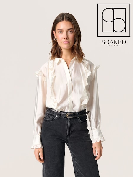 Soaked in Luxury Karolina Ruffles Regular Fit White Shirt (F15922) | £90