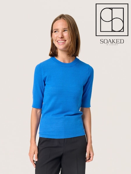 Soaked in Luxury Spina Short Sleeve Rib Knit  Pullover T-shirt (F15926) | £50