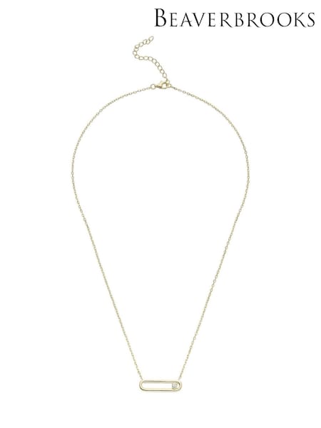 Beaverbrooks Yellow Gold Plated Cubic Zirconia Glide Necklace (F15962) | £95