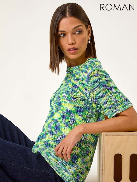Roman Blue Spacedye Knit Top (F15995) | £40