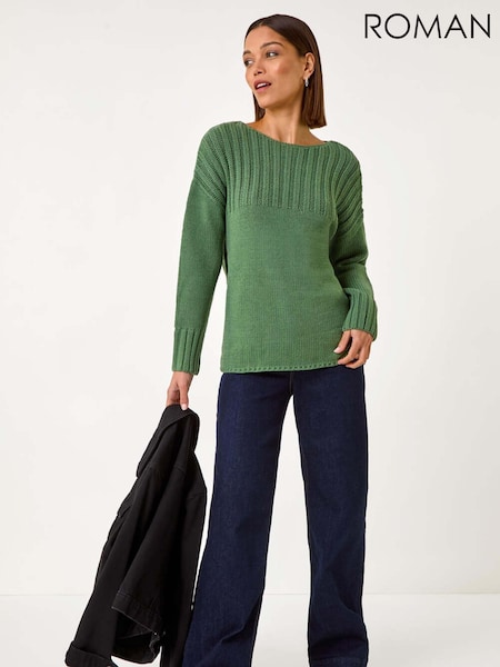Roman Green Yoke Stitch Detail Jumper (F16008) | £42