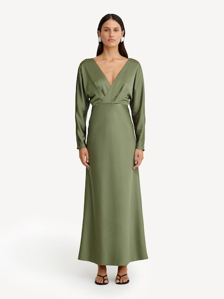 Significant Other Dark Sage Green Lucile Long Sleeve Maxi Dress (F16021) | £300