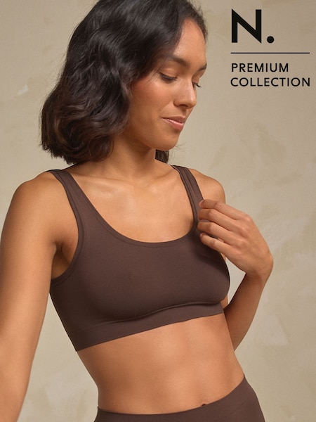 Chocolate Brown N.Premium Super Soft Seamless Crop Bra (F16103) | £14